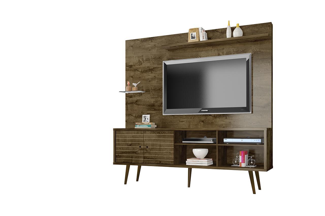 Manhattan Comfort Liberty 70.87" Freestanding Entertainment Center with Overhead shelf