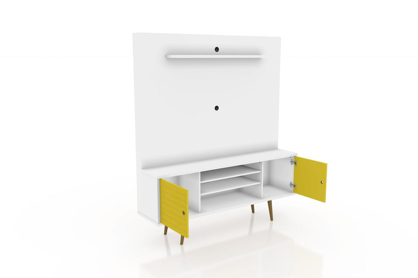 Manhattan Comfort Liberty 63" Freestanding Entertainment Center with Overhead shelf
