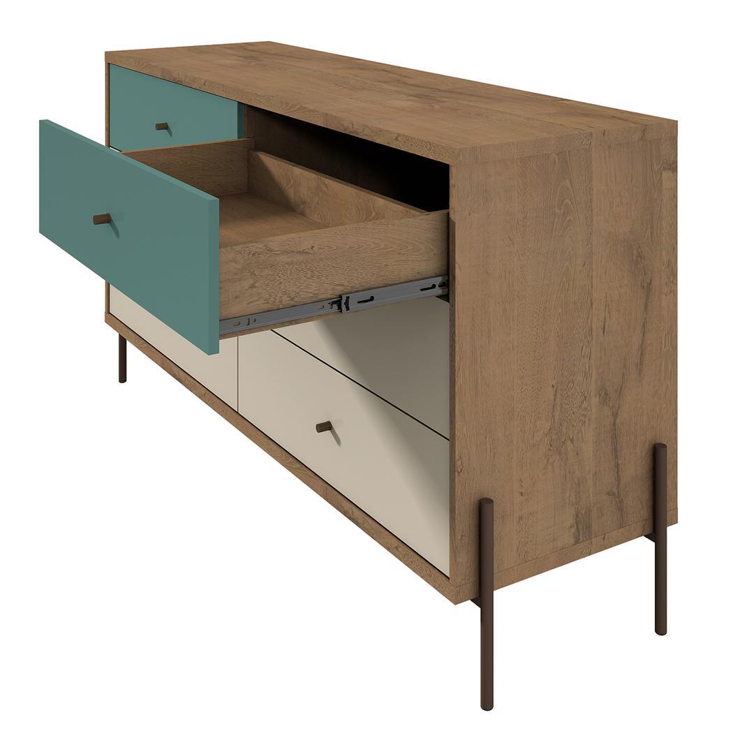 Manhattan Comfort Joy 59" Wide Double Dresser with 6 Full Extension Drawers