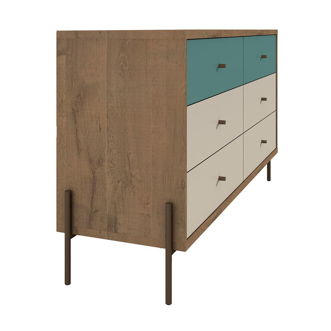 Manhattan Comfort Joy 59" Wide Double Dresser with 6 Full Extension Drawers