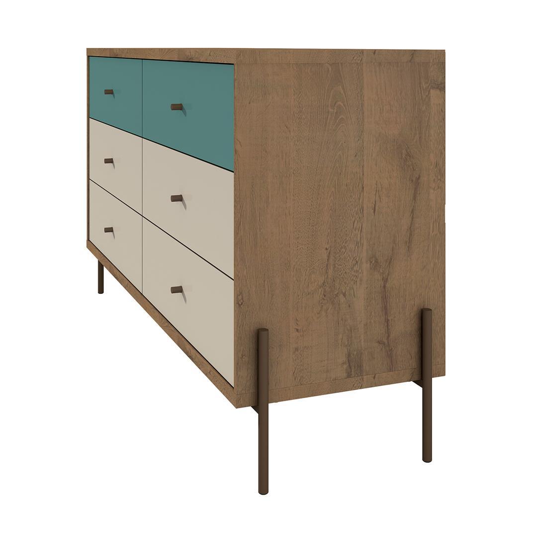 Manhattan Comfort Joy 59" Wide Double Dresser with 6 Full Extension Drawers