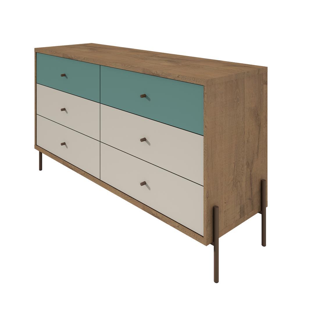 Manhattan Comfort Joy 59" Wide Double Dresser with 6 Full Extension Drawers