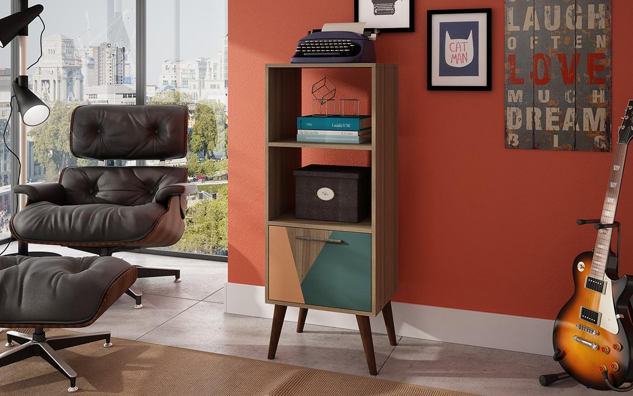 Manhattan Comfort Sami 2.0 Double Bookcase with 1- Drawer