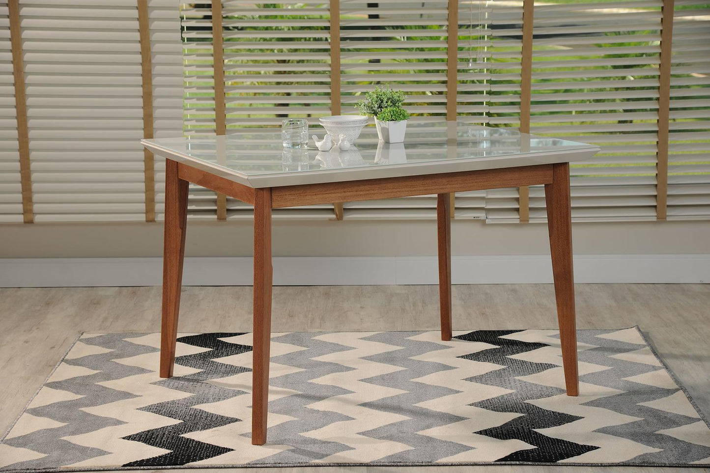 Manhattan Comfort Lillian 45.66" Modern Glass Top Dining Table