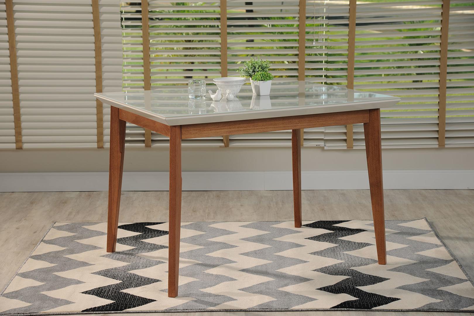 Manhattan Comfort Lillian 45.66" Modern Glass Top Dining Table