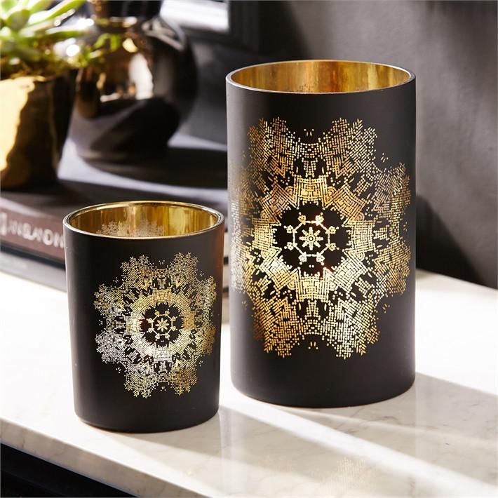 Tozai Home S/2 Printed Candleholders - Set of 3