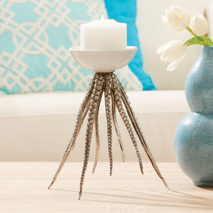 Tozai Home Silver ­ Plated Octopus Pillar Candleholder