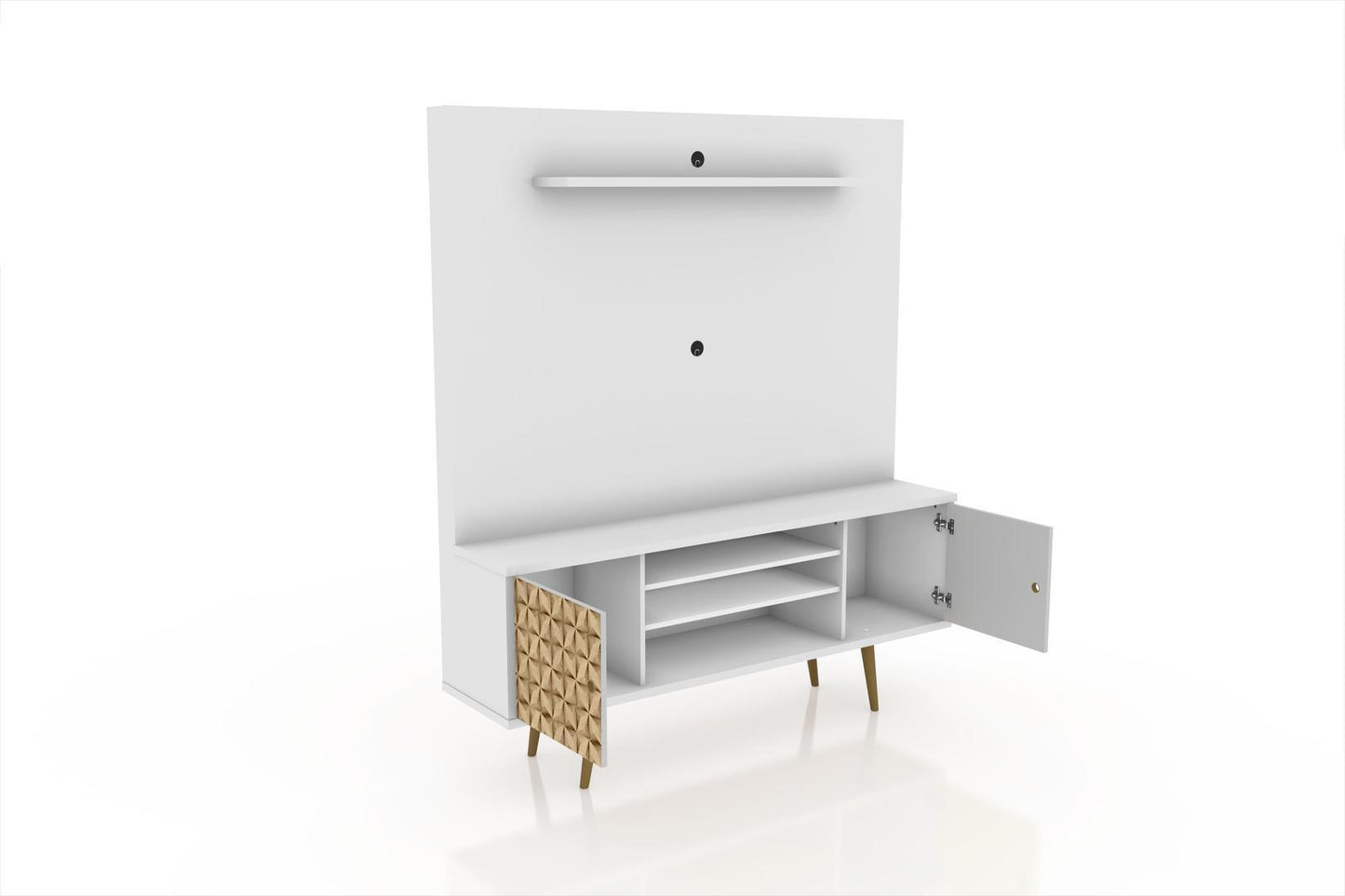 Manhattan Comfort Liberty 63" Freestanding Entertainment Center with Overhead shelf