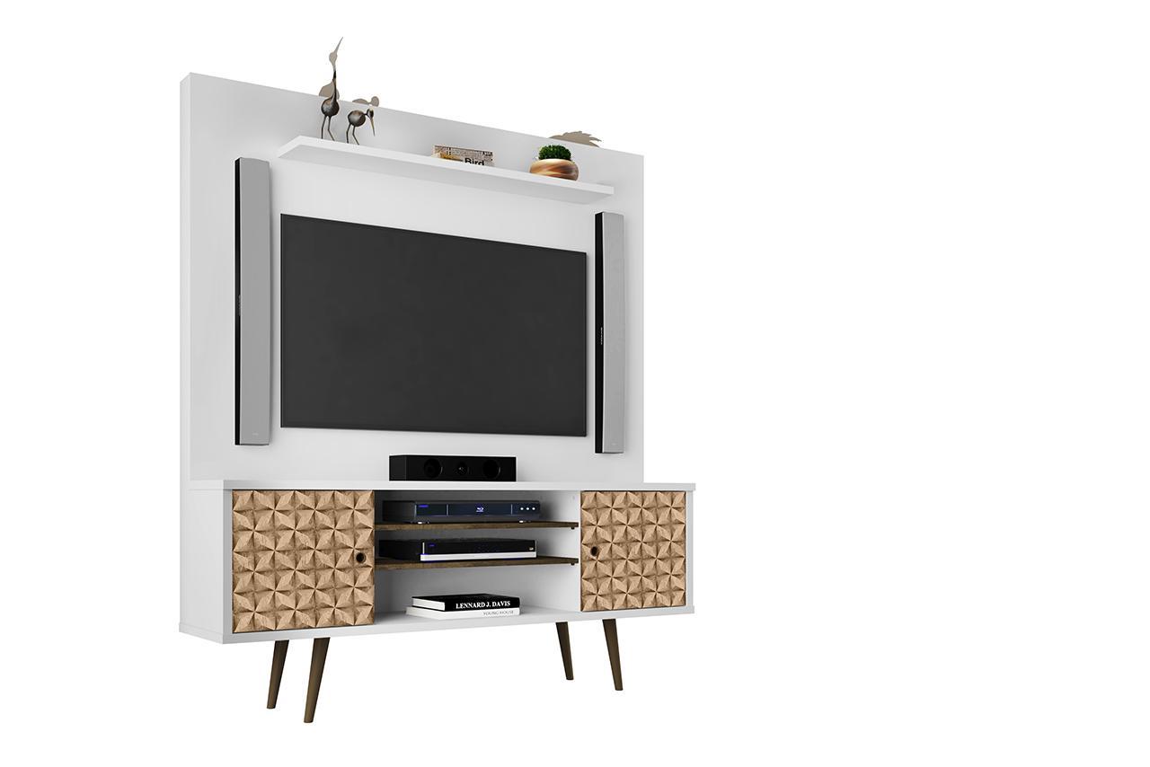 Manhattan Comfort Liberty 63" Freestanding Entertainment Center with Overhead shelf