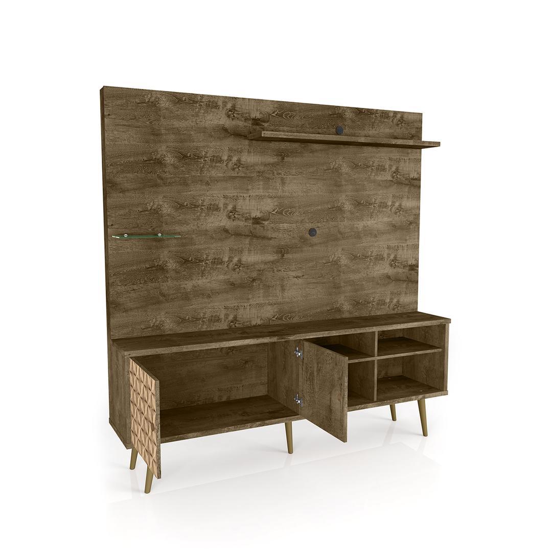 Manhattan Comfort Liberty 70.87" Freestanding Entertainment Center with Overhead shelf