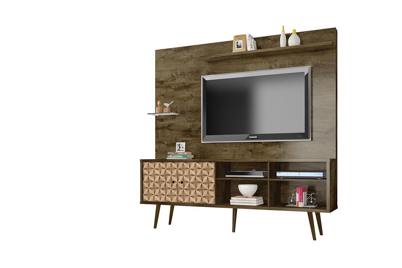 Manhattan Comfort Liberty 70.87" Freestanding Entertainment Center with Overhead shelf