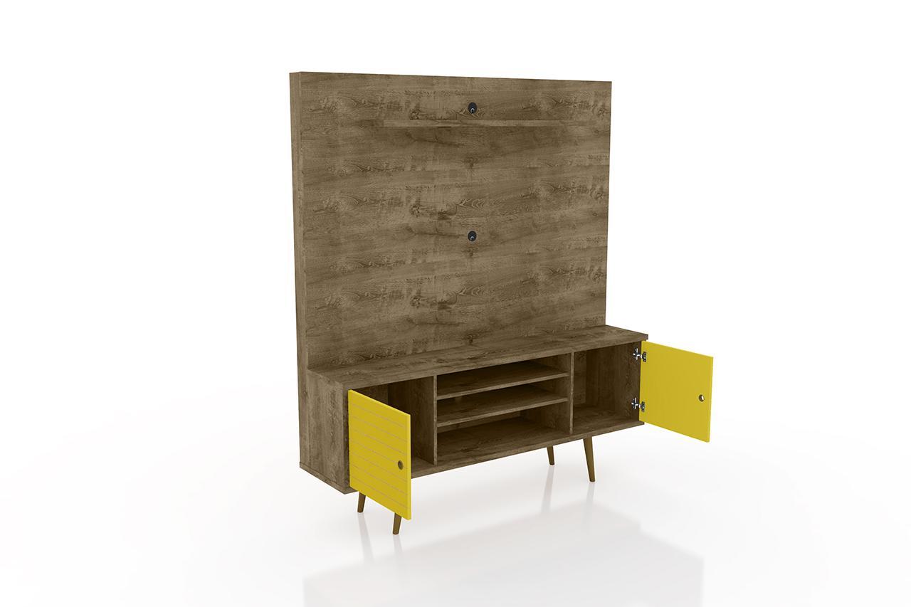 Manhattan Comfort Liberty 63" Freestanding Entertainment Center with Overhead shelf