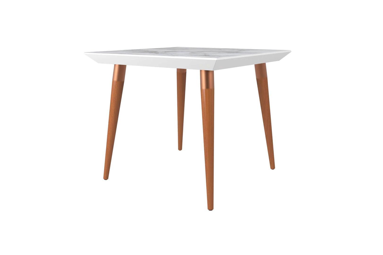Manhattan Comfort Utopia 35.43" Modern Beveled Square Dining Table with Glass Top
