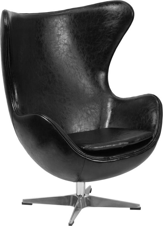 Flash Furniture Leather Egg Chair With Tilt-Lock Mechanism