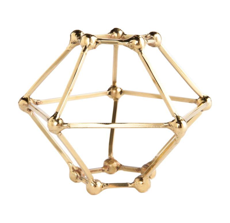Gold Leaf Design Group Brass Polyhedron Sculpture - Set of 2