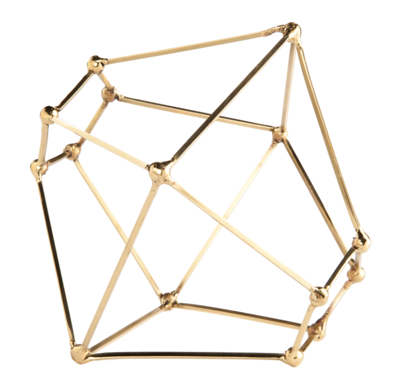 Gold Leaf Design Group Brass Polyhedron Sculpture - Set of 2
