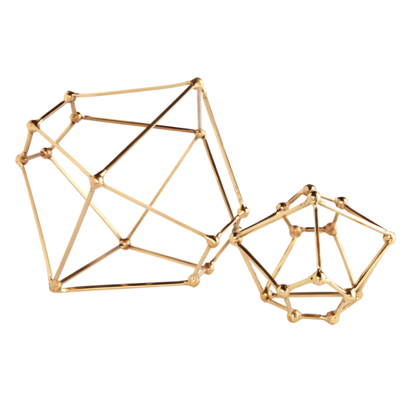 Gold Leaf Design Group Brass Polyhedron Sculpture - Set of 2