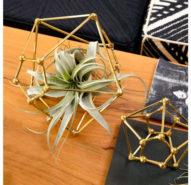 Gold Leaf Design Group Brass Polyhedron Sculpture - Set of 2