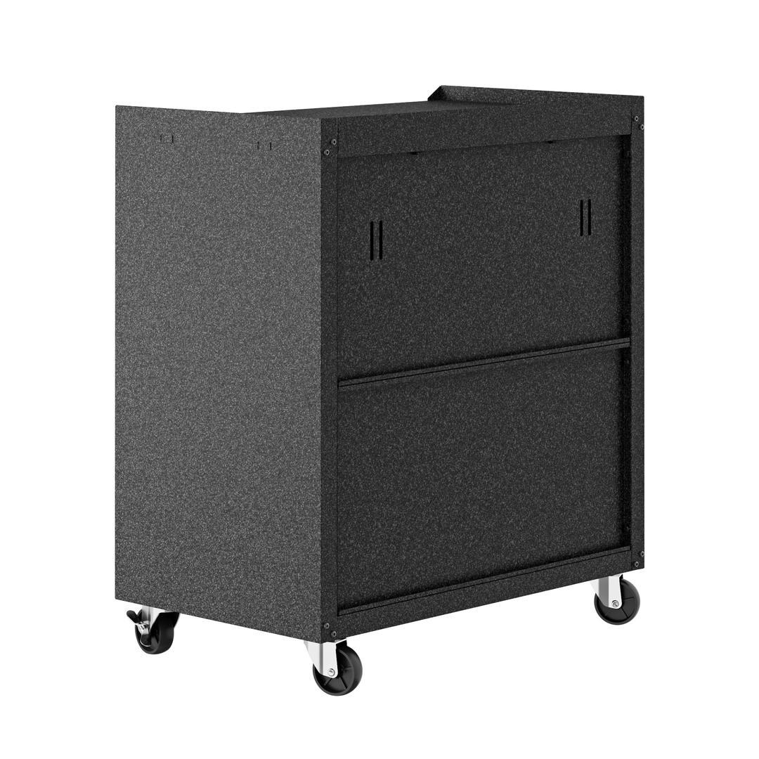 Manhattan Comfort Fortress Textured Metal 31.5" Garage Mobile Cabinet with 2 Adjustable Shelves In Grey