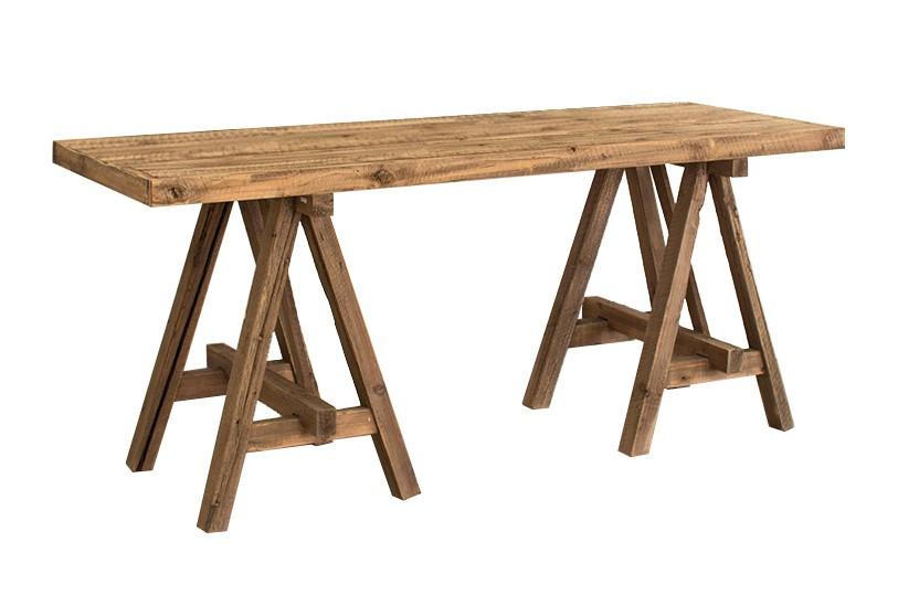 Kalalou Recycled Wooden Deep Console With Saw Horse Base