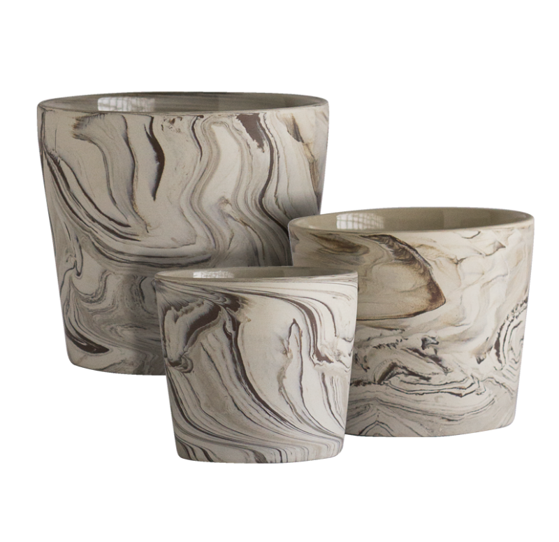 Gold Leaf Design Group Agateware Cachepot - Set/3