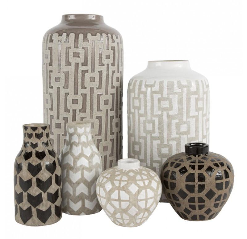 Gold Leaf Design Group Graphic Ceramic Oval Vases - Set of 3