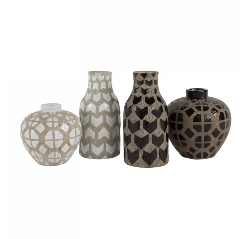 Gold Leaf Design Group Graphic Ceramic Oval Vases - Set of 3