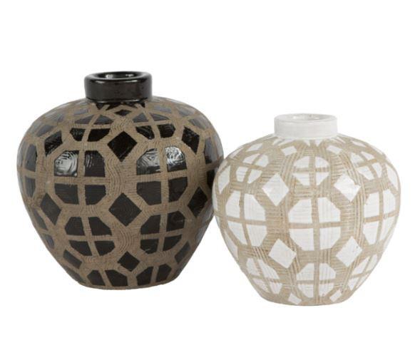 Gold Leaf Design Group Graphic Ceramic Oval Vases - Set of 3