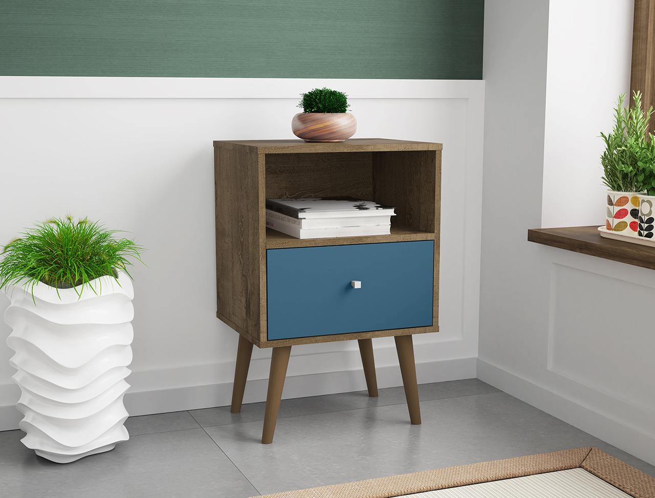 Manhattan Comfort Liberty Mid Century - Modern Nightstand 1.0 with 1 Cubby Space