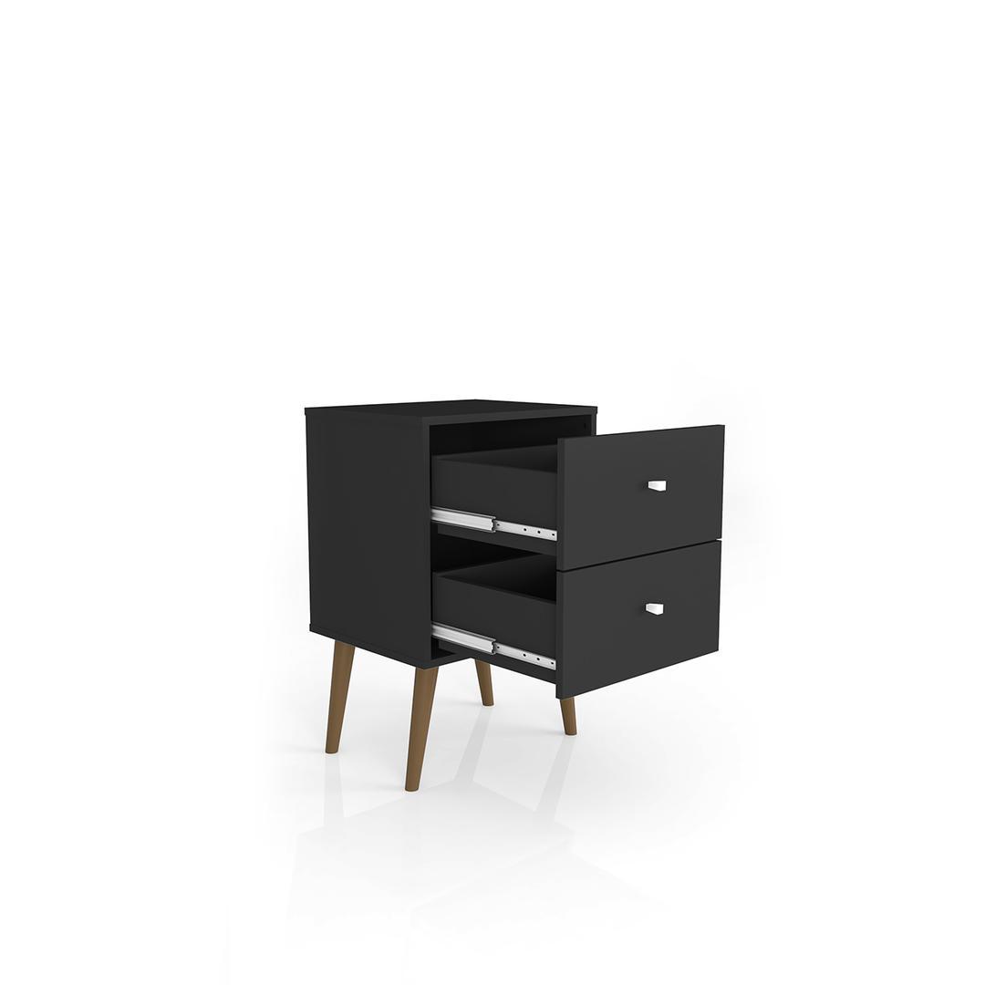 Manhattan Comfort Liberty Mid Century - Modern Nightstand 2.0 with 2 Full Extension Drawers