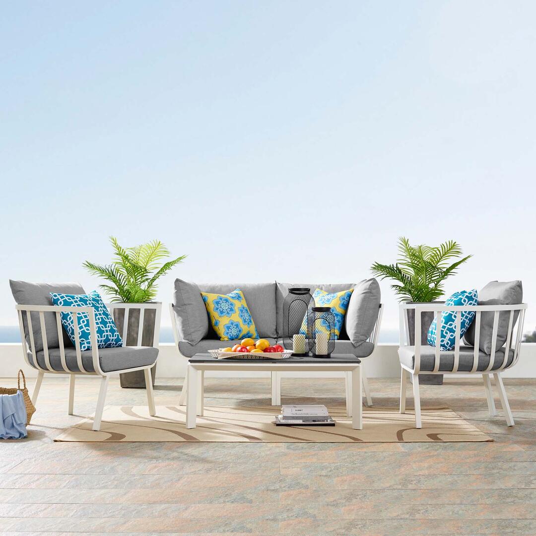 Modway Riverside 5 Piece Outdoor Patio Aluminum Set | Outdoor Sofas, Loveseats & Sectionals | Modishstore-30