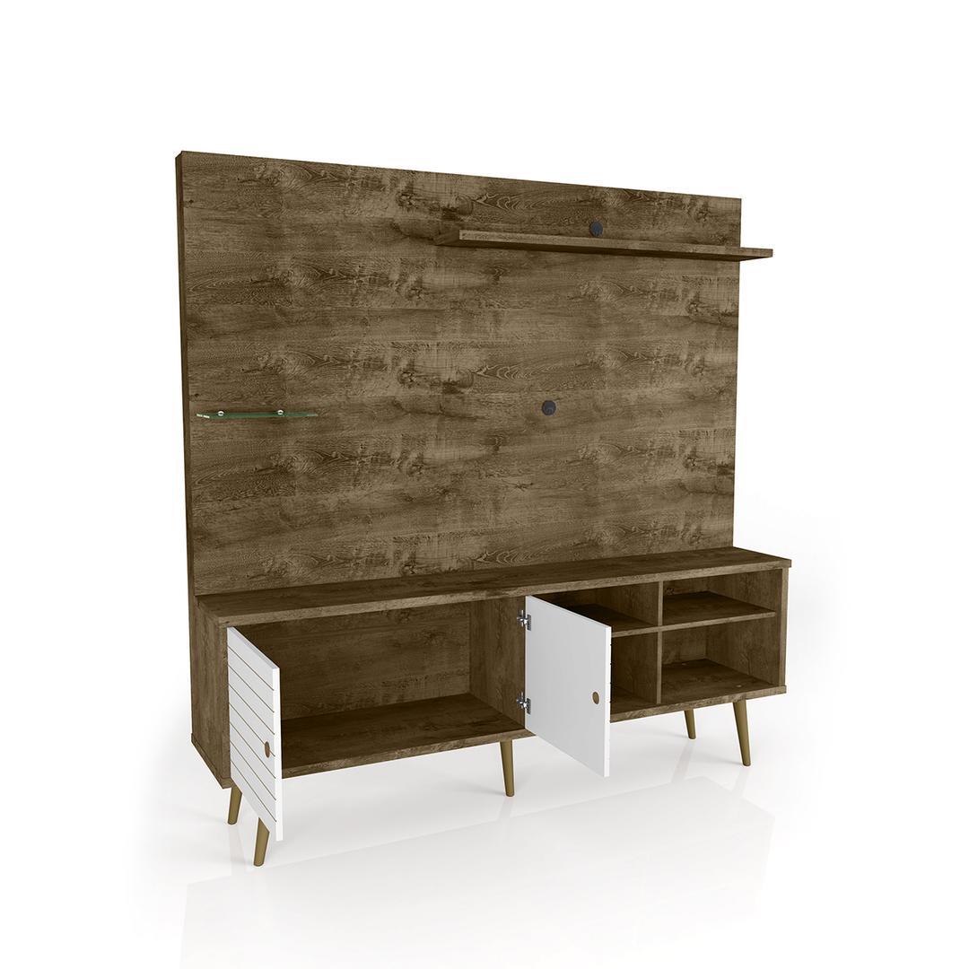 Manhattan Comfort Liberty 70.87" Freestanding Entertainment Center with Overhead shelf