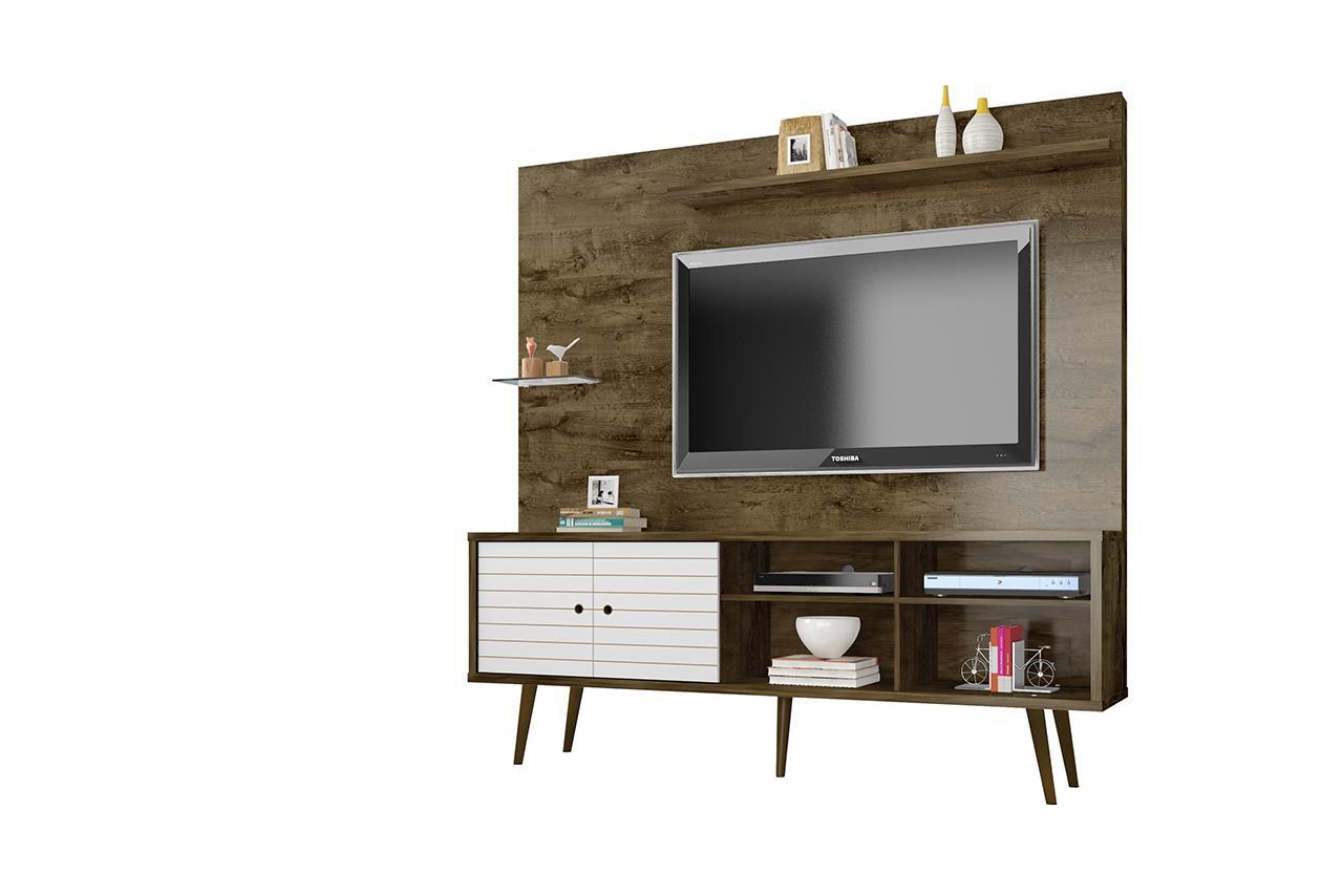 Manhattan Comfort Liberty 70.87" Freestanding Entertainment Center with Overhead shelf