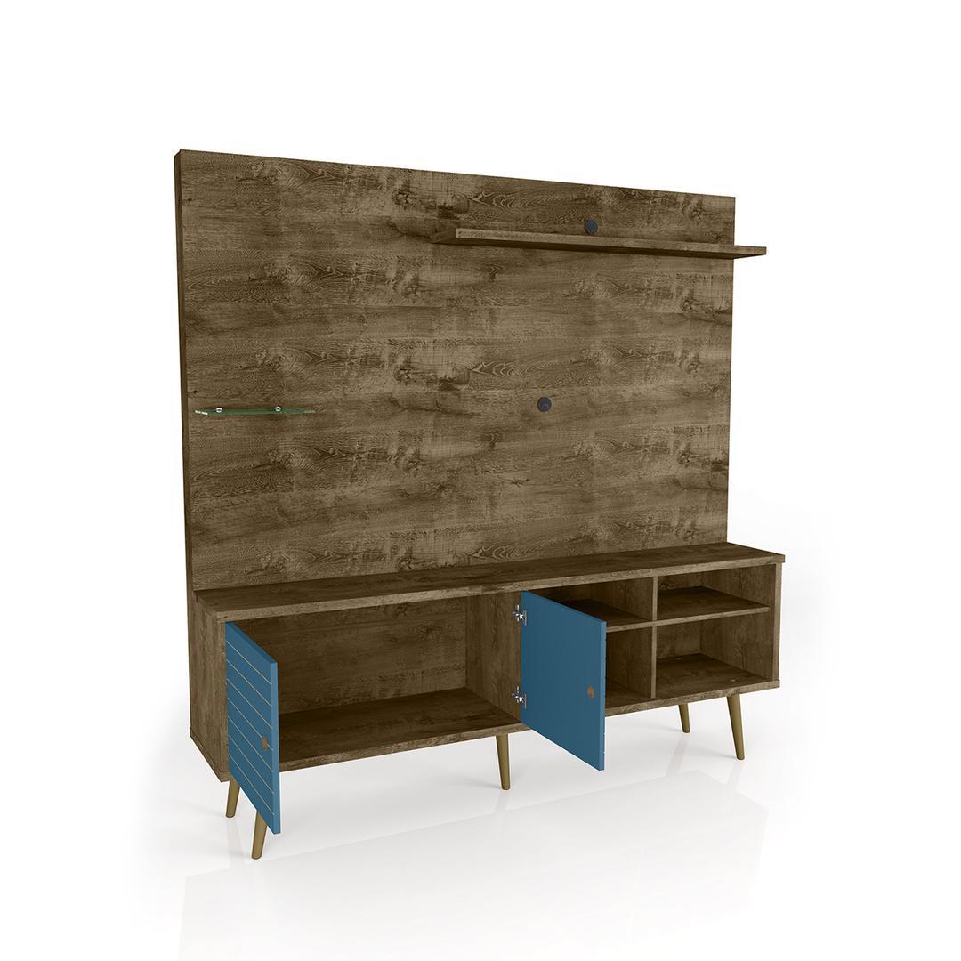 Manhattan Comfort Liberty 70.87" Freestanding Entertainment Center with Overhead shelf