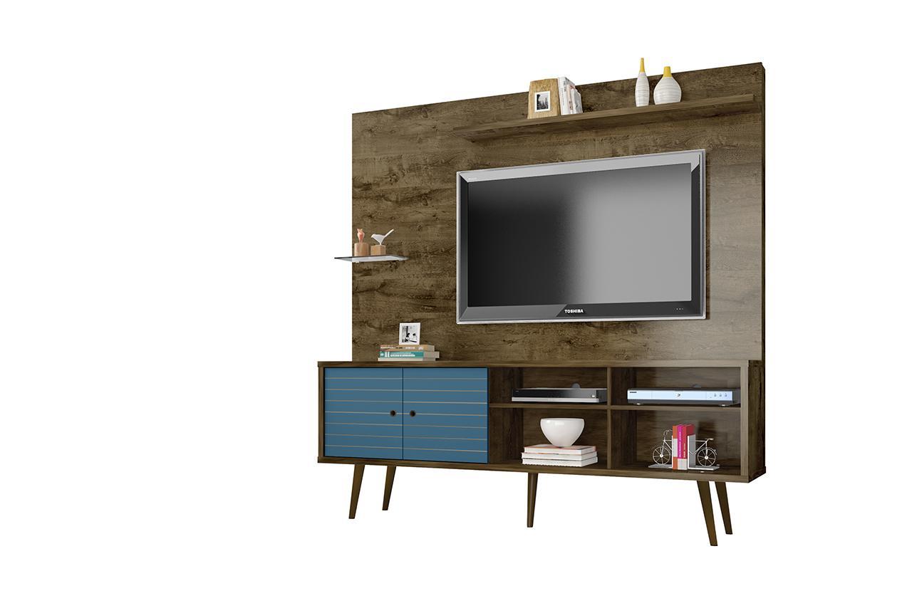 Manhattan Comfort Liberty 70.87" Freestanding Entertainment Center with Overhead shelf
