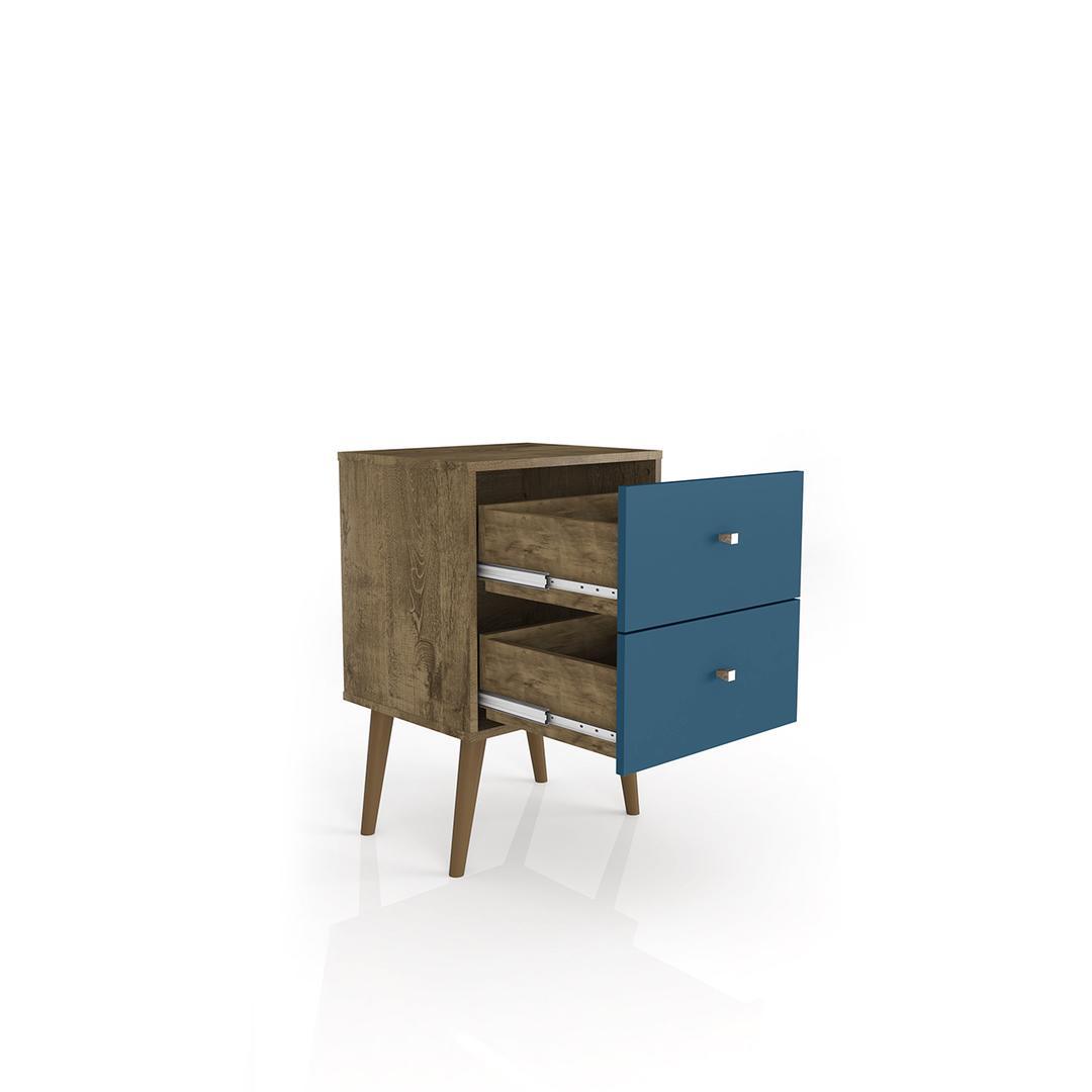 Manhattan Comfort Liberty Mid Century - Modern Nightstand 2.0 with 2 Full Extension Drawers