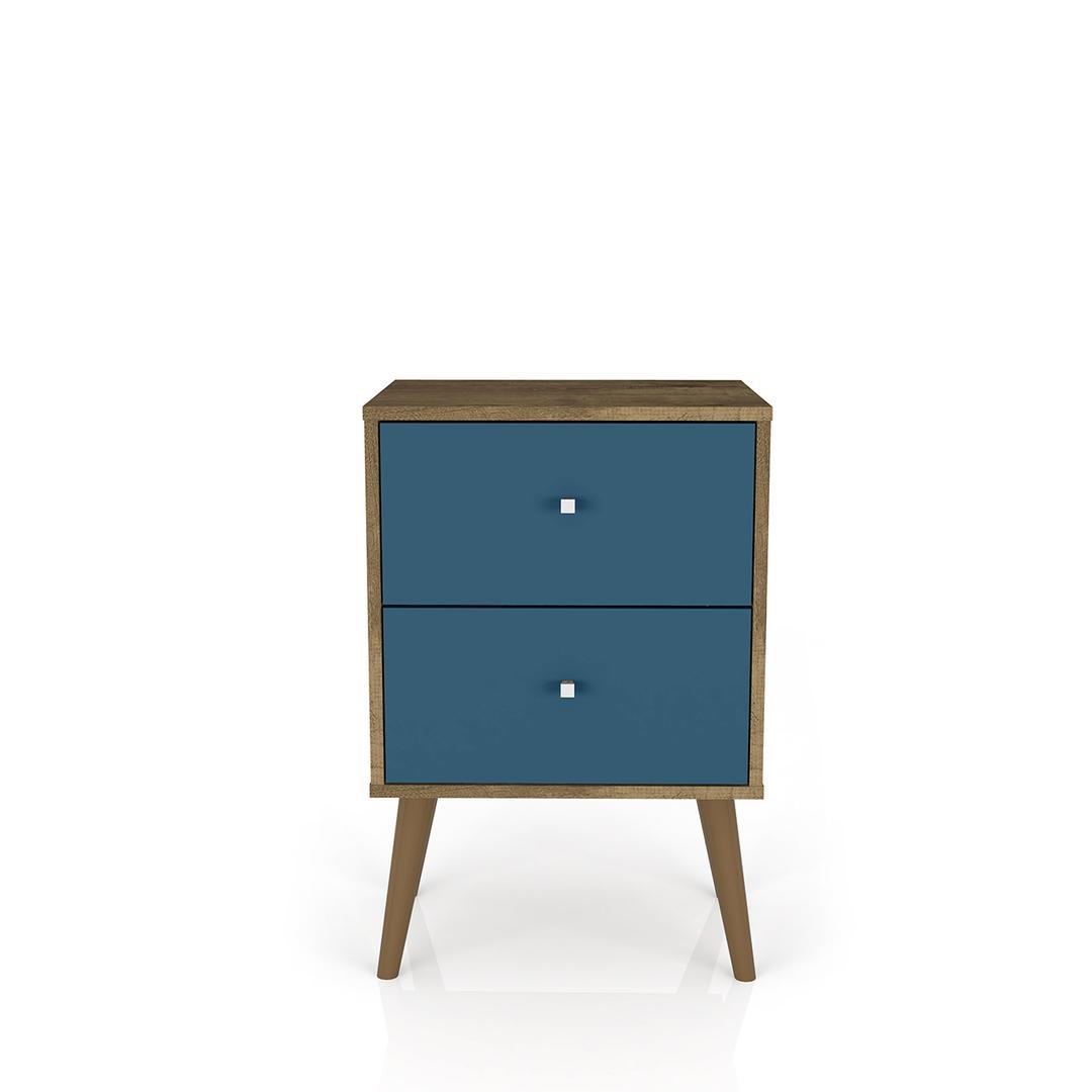Manhattan Comfort Liberty Mid Century - Modern Nightstand 2.0 with 2 Full Extension Drawers