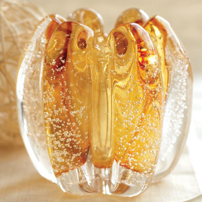 Tozai Home Free Form Amber Candle Holder Vase