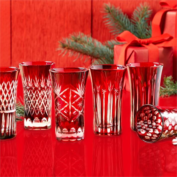 Tozai Home Ruby S/6 Hand-Etched Shot Glasses