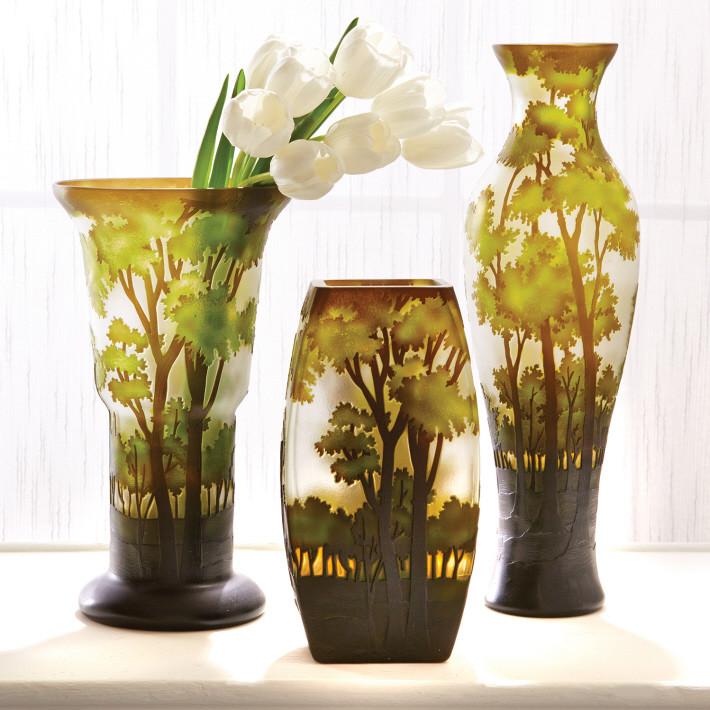 Tozai Home S/3 Landscapes Hand-Etched Vases