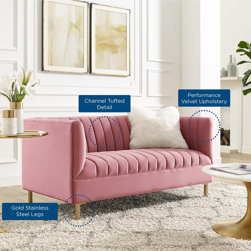Modway Shift Channel Tufted Performance Velvet Loveseat | Loveseats | Modishstore-5