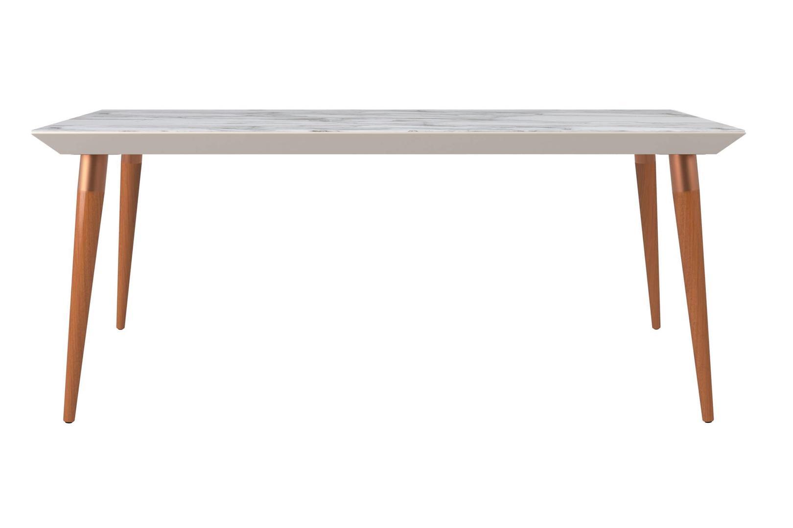 Manhattan Comfort Utopia 70.86" Modern Beveled Rectangular Dining Table with Glass Top