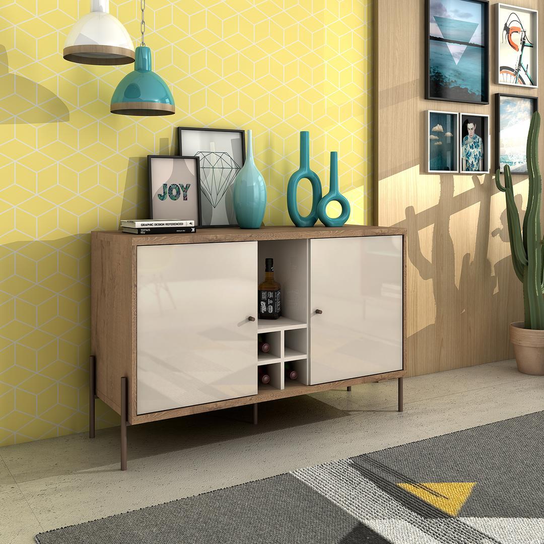 Manhattan Comfort Joy 4-Bottle Wine Buffet Stand
