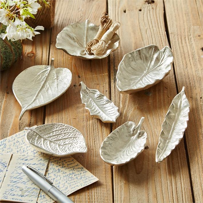 Tozai Home S/7 Small Silver Foliage Dishes