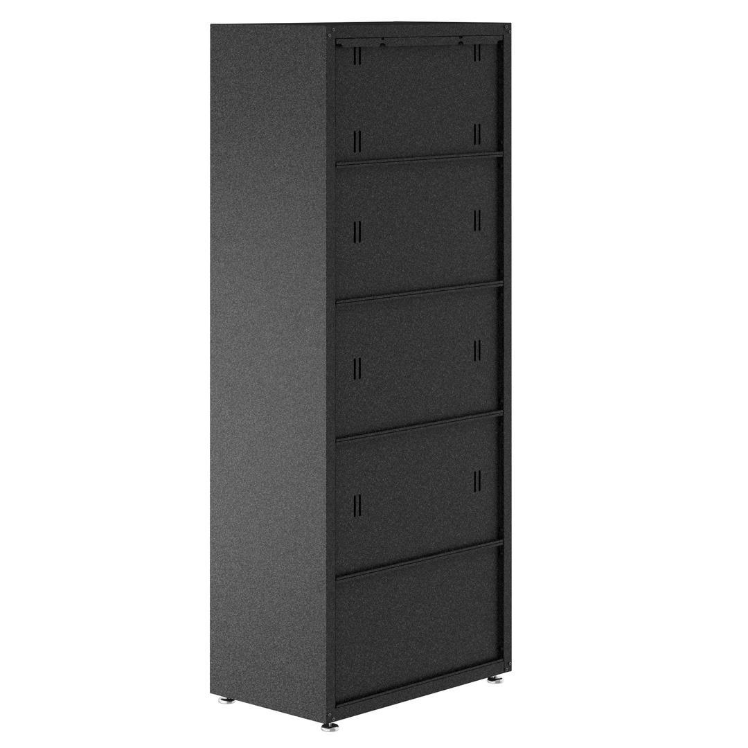 Manhattan Comfort Fortress Textured Metal 75.4" Garage Cabinet with 4 Adjustable Shelves In Grey