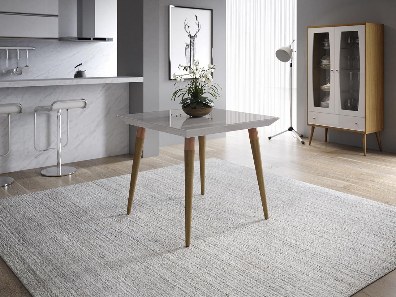 Manhattan Comfort Utopia 35.43" Modern Beveled Square Dining Table with Glass Top