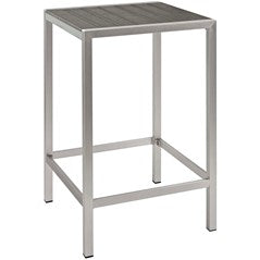 Modway Shore 3 Piece Outdoor Patio Aluminum Outdoor Pub Set in Silver Gray | Outdoor Dining Set | Modishstore-3
