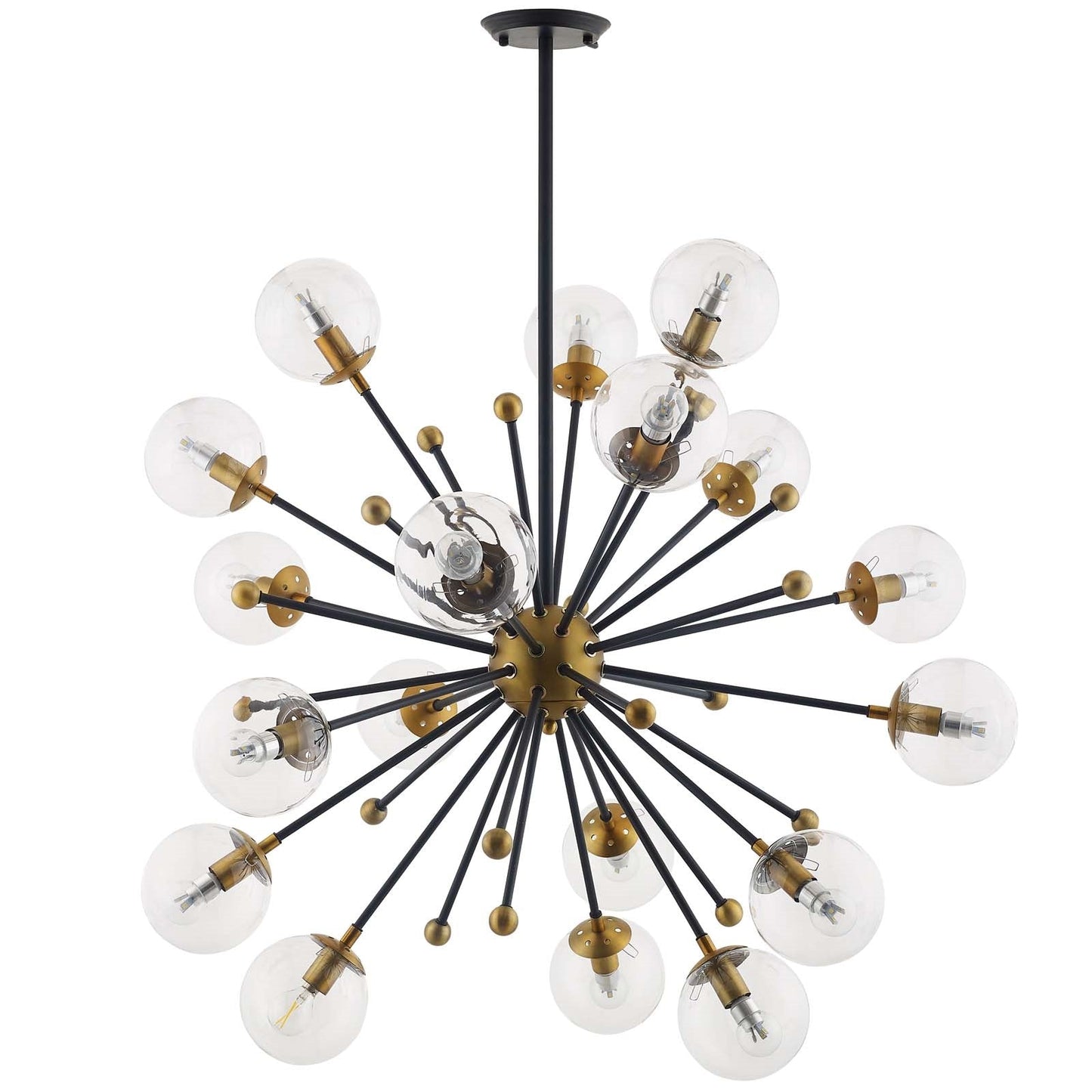 Modway Constellation Clear Glass and Brass Ceiling Light Pendant Chandelier | Chandeliers | 