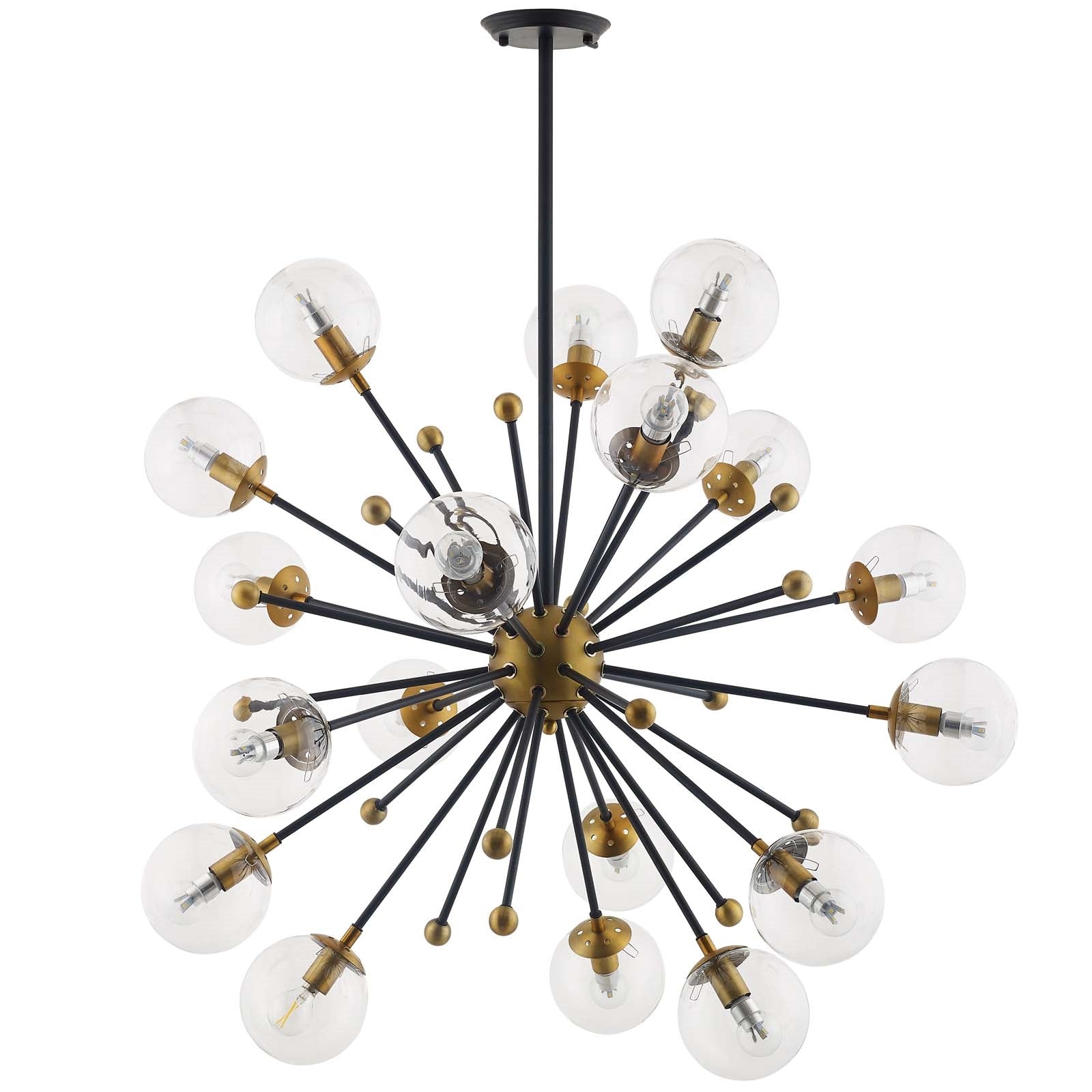 Modway Constellation Clear Glass and Brass Ceiling Light Pendant Chandelier | Chandeliers | 