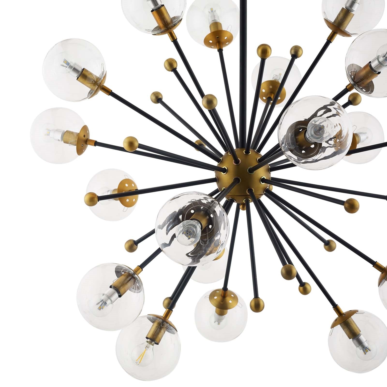 Modway Constellation Clear Glass and Brass Ceiling Light Pendant Chandelier | Chandeliers | 